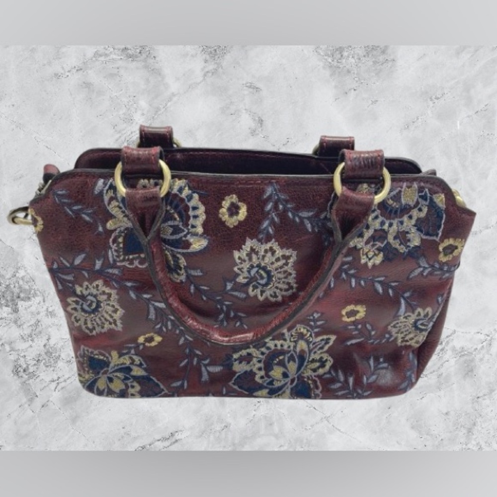Patricia Nash Angelin Provencal Escape LE Embroidered Satchel (Burgundy) - EUC